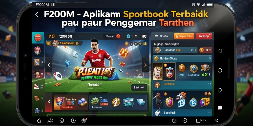 Tampilan utama F200M menampilkan fitur taruhan olahraga yang menarik.