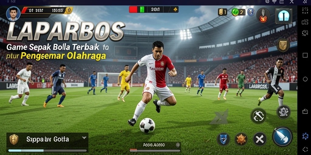 Tampilan screenshots LAPARBOS yang menampilkan aksi lapangan sepak bola.