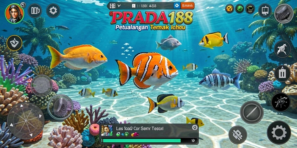 Tampilan gameplay seru PRADA188 dengan aksi menembak ikan.