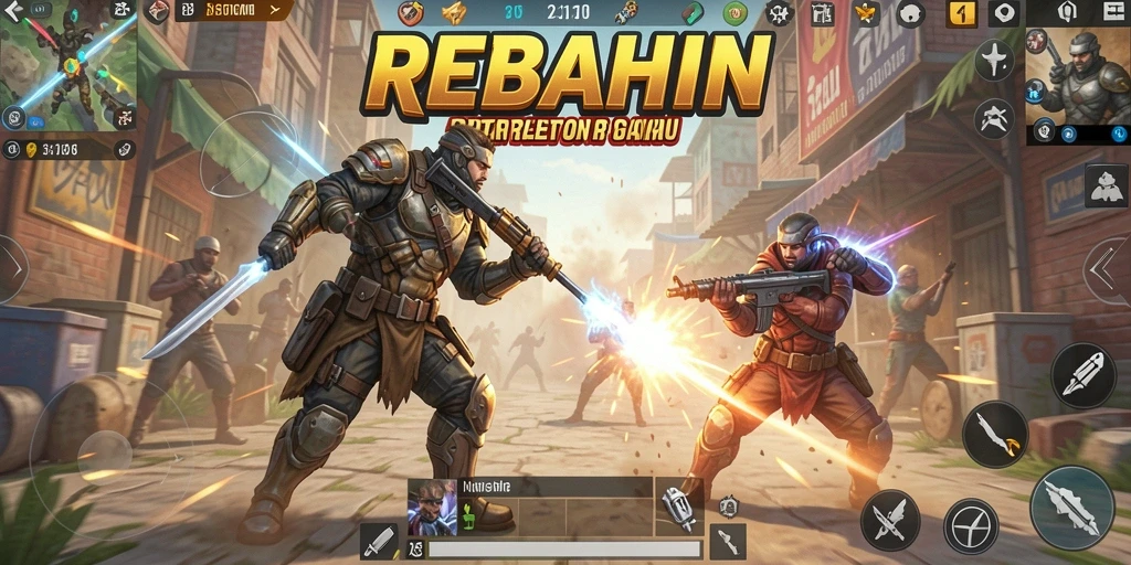 Gameplay seru REBAHIN dalam pertarungan Battle Royale.