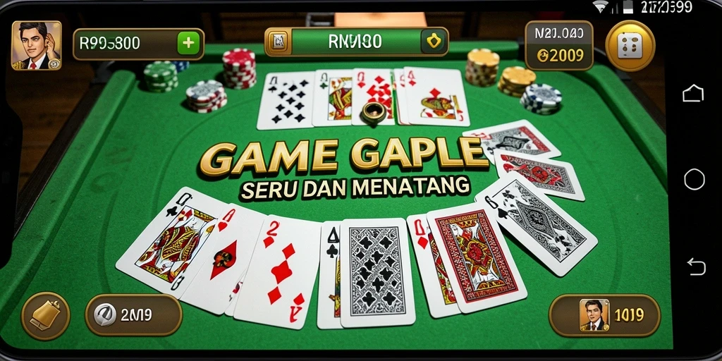 Tampilan screenshot utama RP99 menunjukkan gameplay Gaple yang seru.
